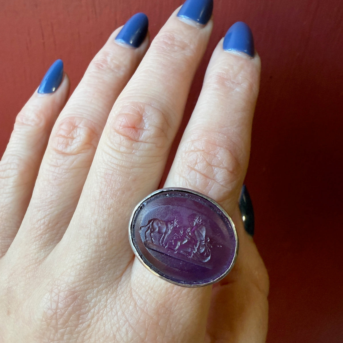 Amethyst Glass Intaglio Fob Psyche