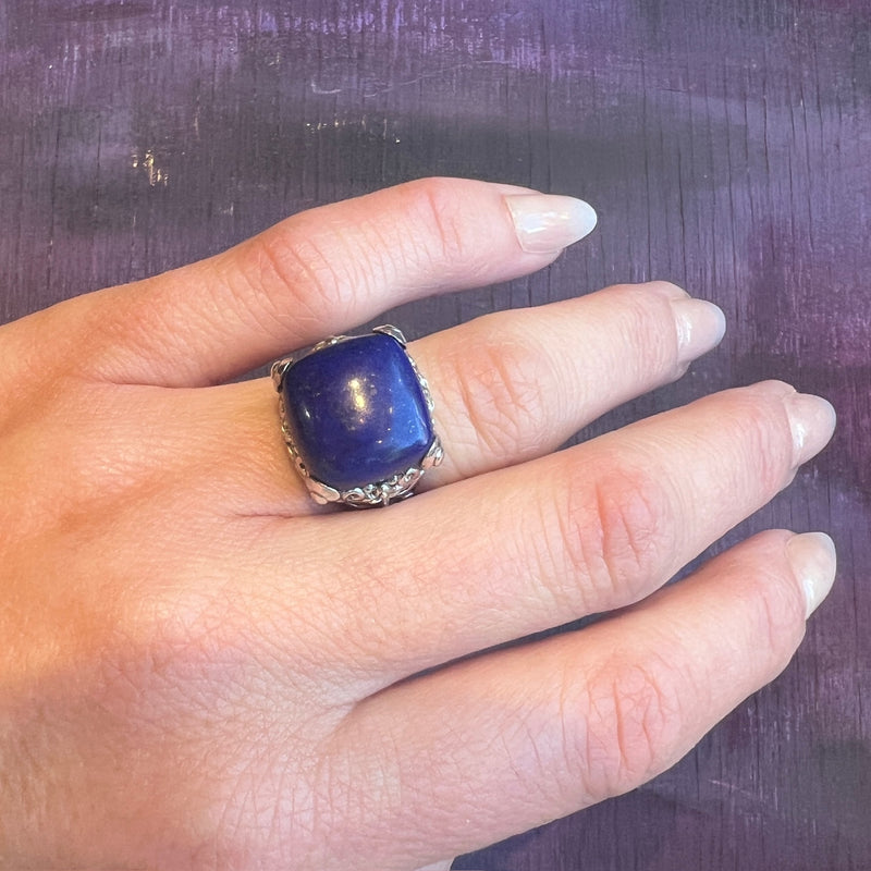 Lapis Lazuli in Ornate Sterling Ring