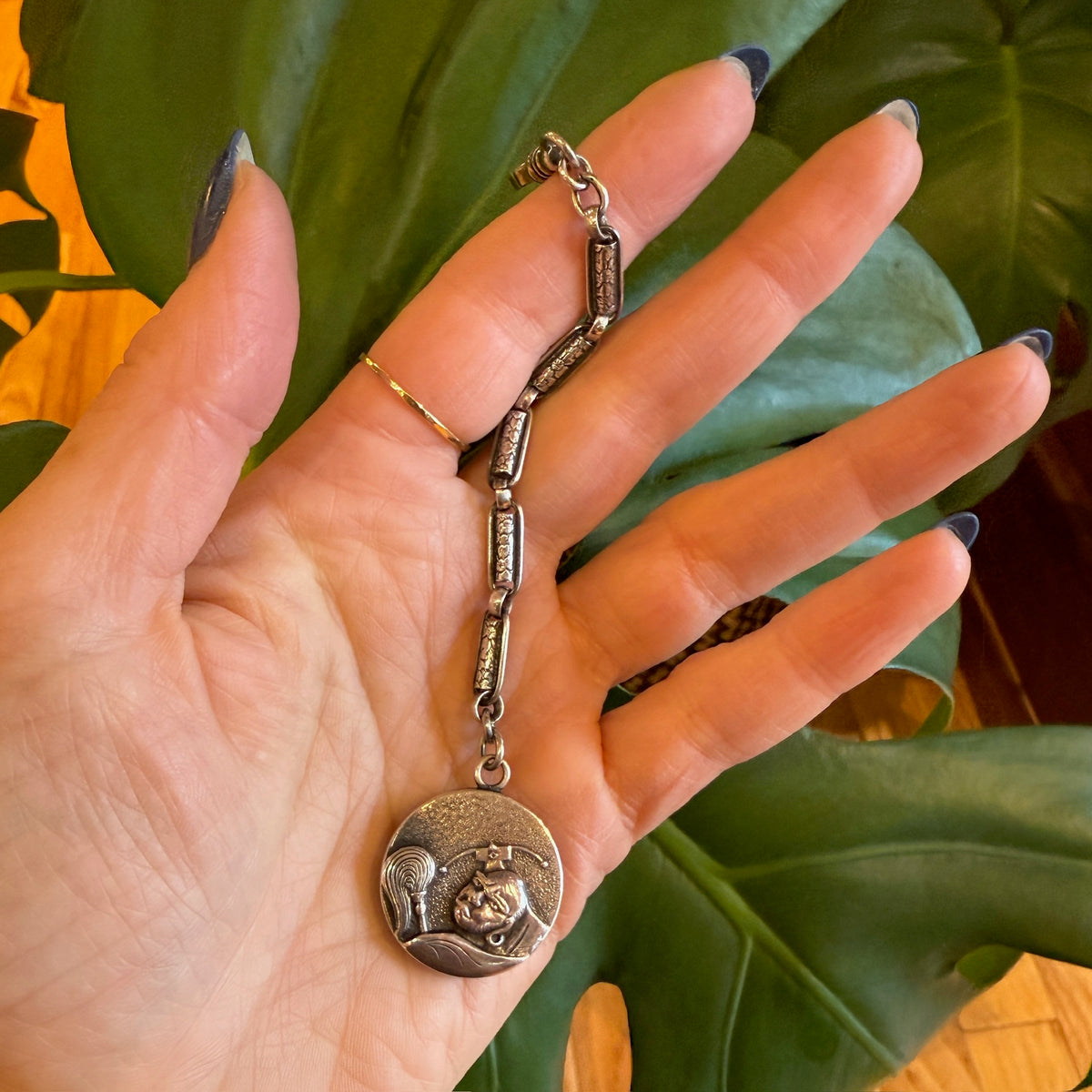 Japonesque Coin Silver Fob and Chain