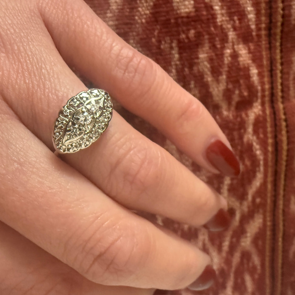 Vintage Diamond Cluster Two-Tone Gold Ring