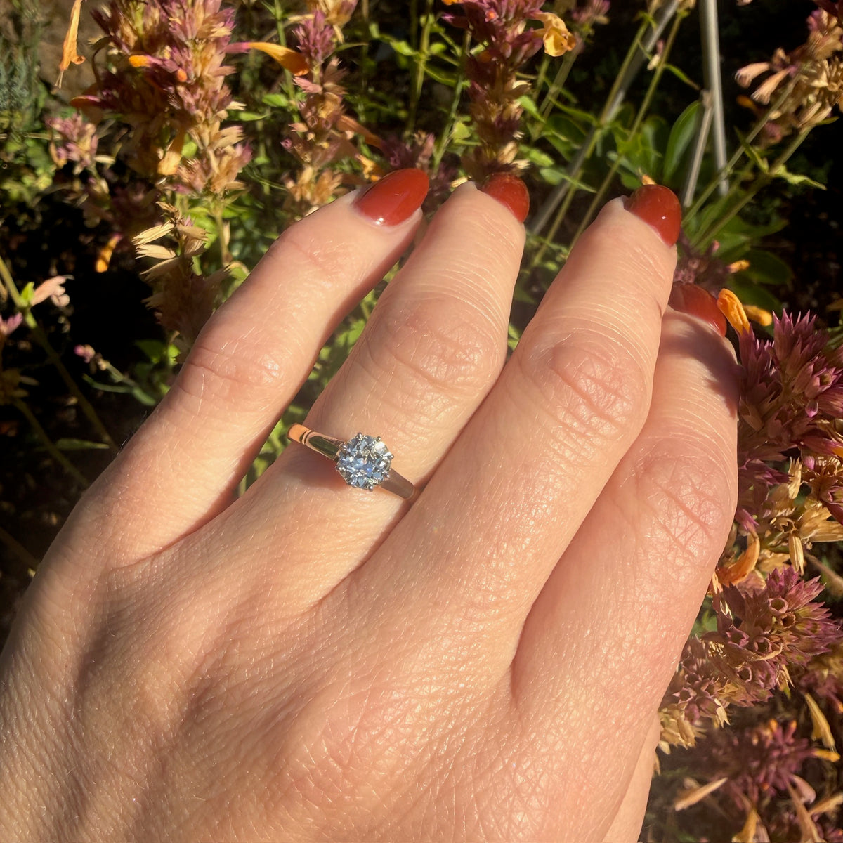 Elegant Edwardian Old Mine Cut Diamond Solitaire Ring