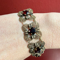Lacy Silver Gilt & Garnet Bracelet