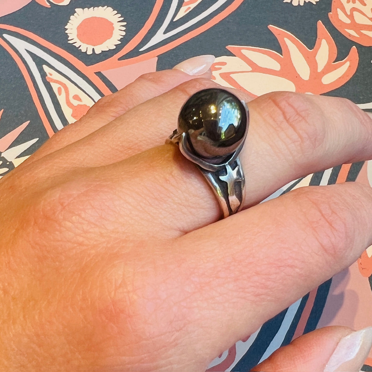 Hematite Orb Cosmic Wizard's Ring