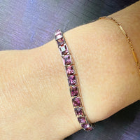 Purple Glass & Sterling Silver Art Deco Line Bracelet