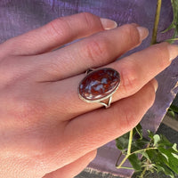 Superb Blue & Scarlet Jasper in Sterling Ring