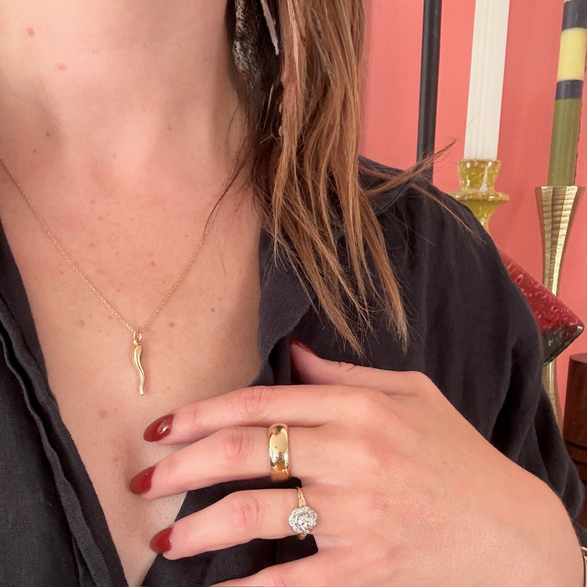 Vintage 14k Gold Italian Horn Charm