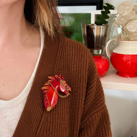 Handsome Horse Head Bakelite Brooch