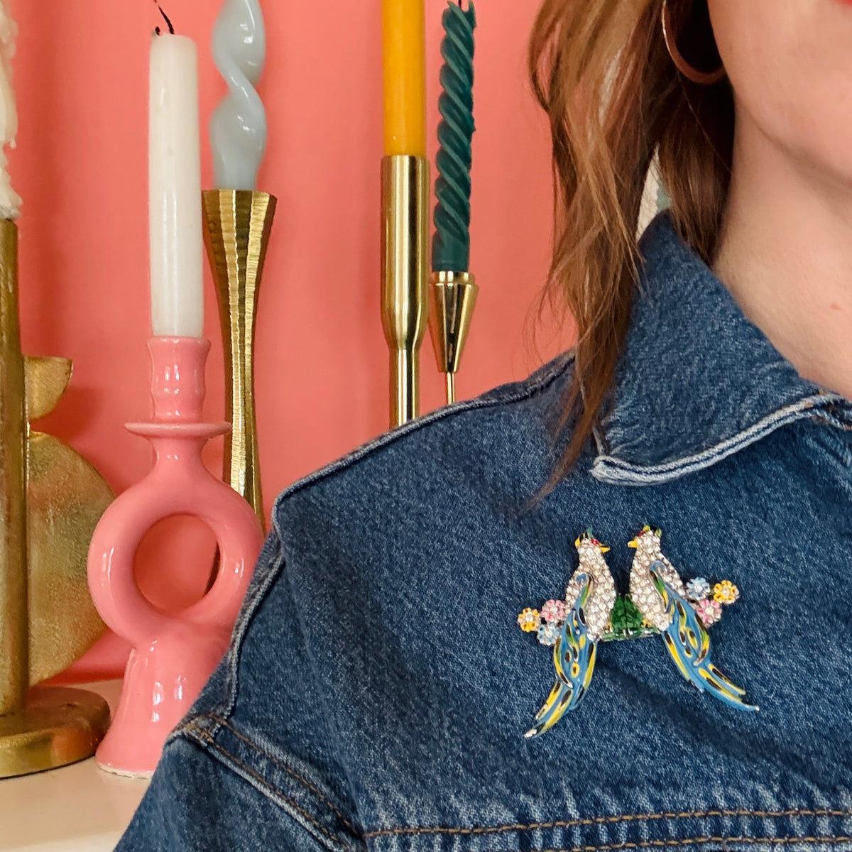 Coro Tropical Bird Duette Brooch