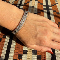 Old Mine Cut Diamond & Sapphire Filigree Line Bracelet