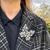 Brilliant White Rhinestone Butterfly Brooch by La Roco
