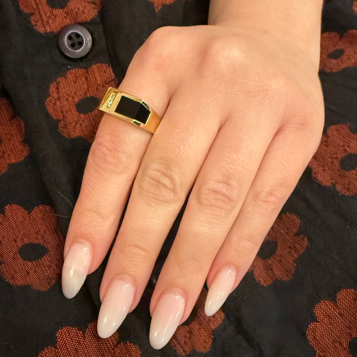 Swanky Modernist Onyx Signet with Diamond Accent