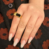Swanky Modernist Onyx Signet with Diamond Accent