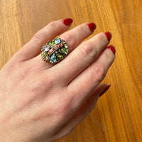 Pastel Rainbow Rhinestone Cluster Ring from Hollycraft