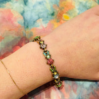 Slim Hollycraft Bracelet with Pastel Rhinestones