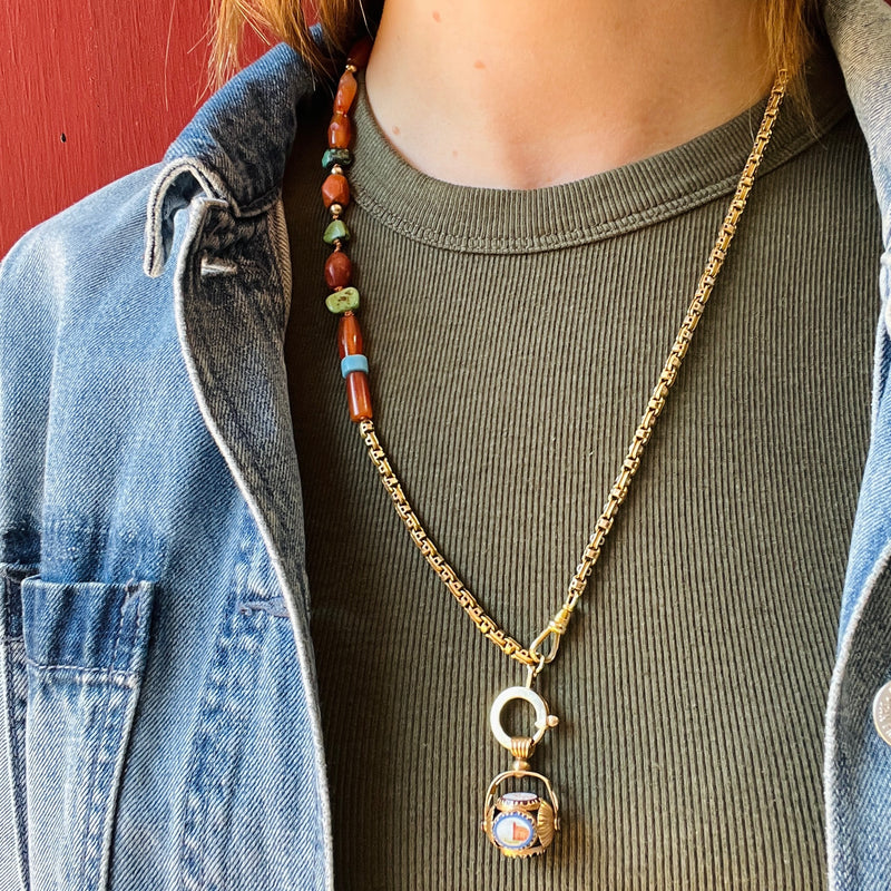 French 18k Spinner Fob with Rustic Enamels