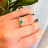 Fresh Green Emerald Engagement Ring with Baguette Accents