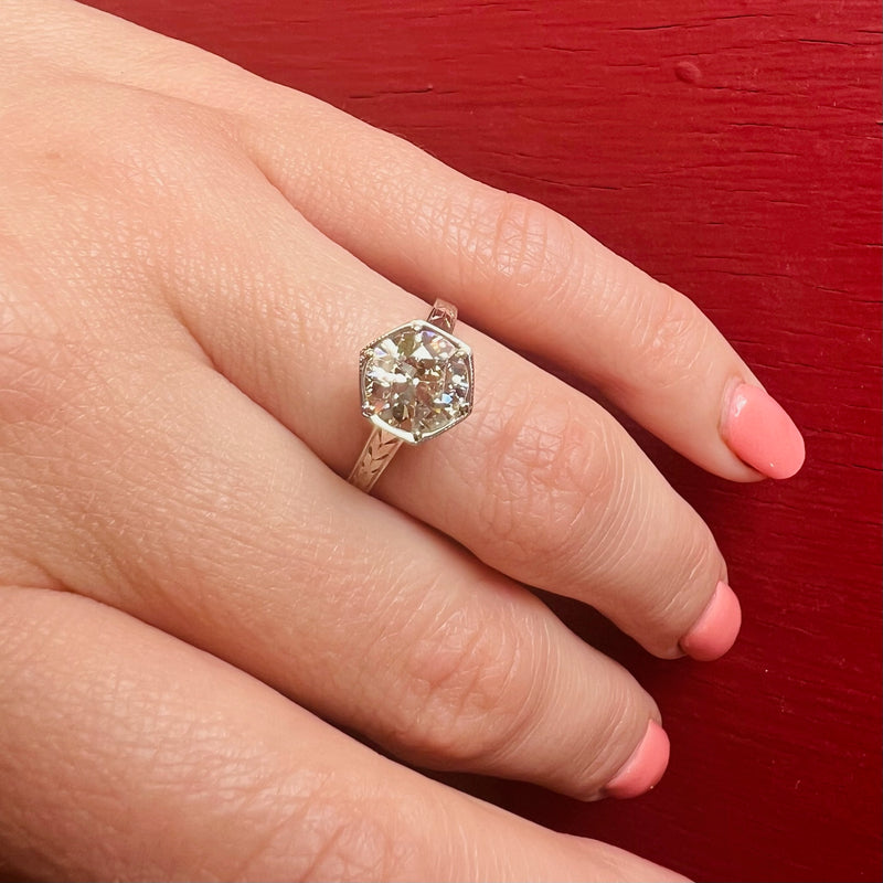 European cut diamond solitaire ring Clearance