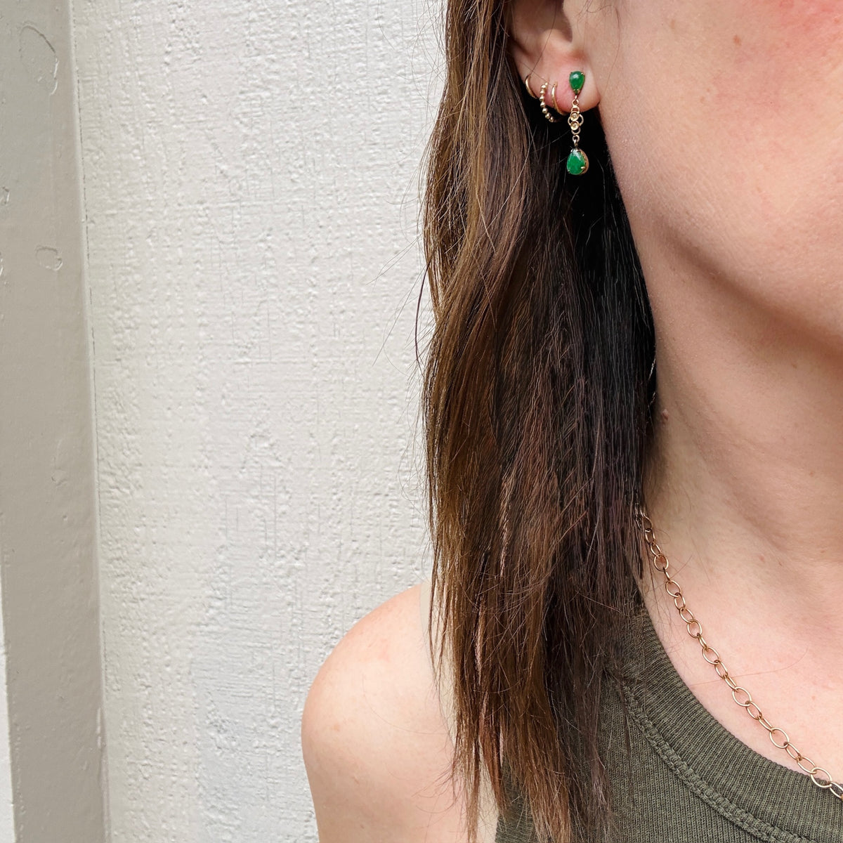 Vintage Jade and Diamond Drop Earrings