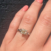 Chunky Mine Cut Pale Yellow Diamond Platinum Engagement Ring