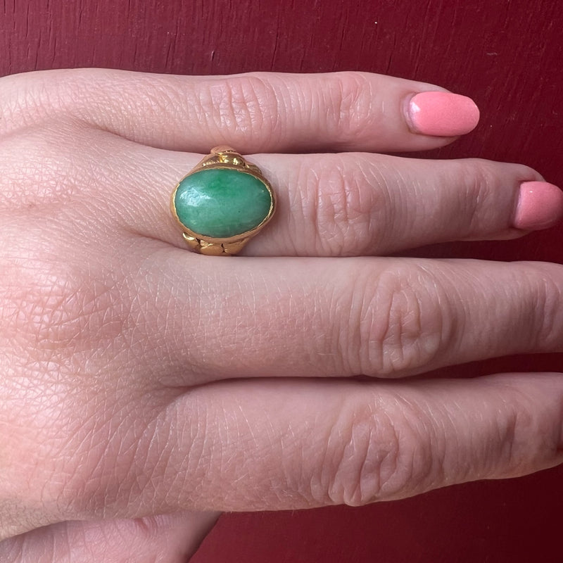 Antique 24k Gold and Jade Ring