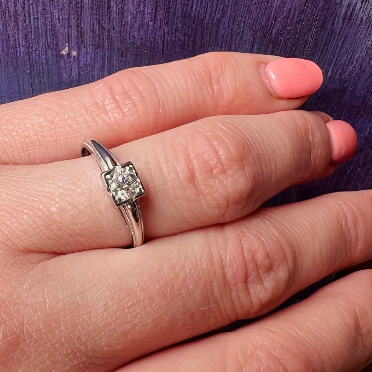 Vintage Platinum Diamond Solitaire