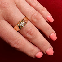 Old Mine Cut Diamond in Size 10.5 Gold Belcher Band