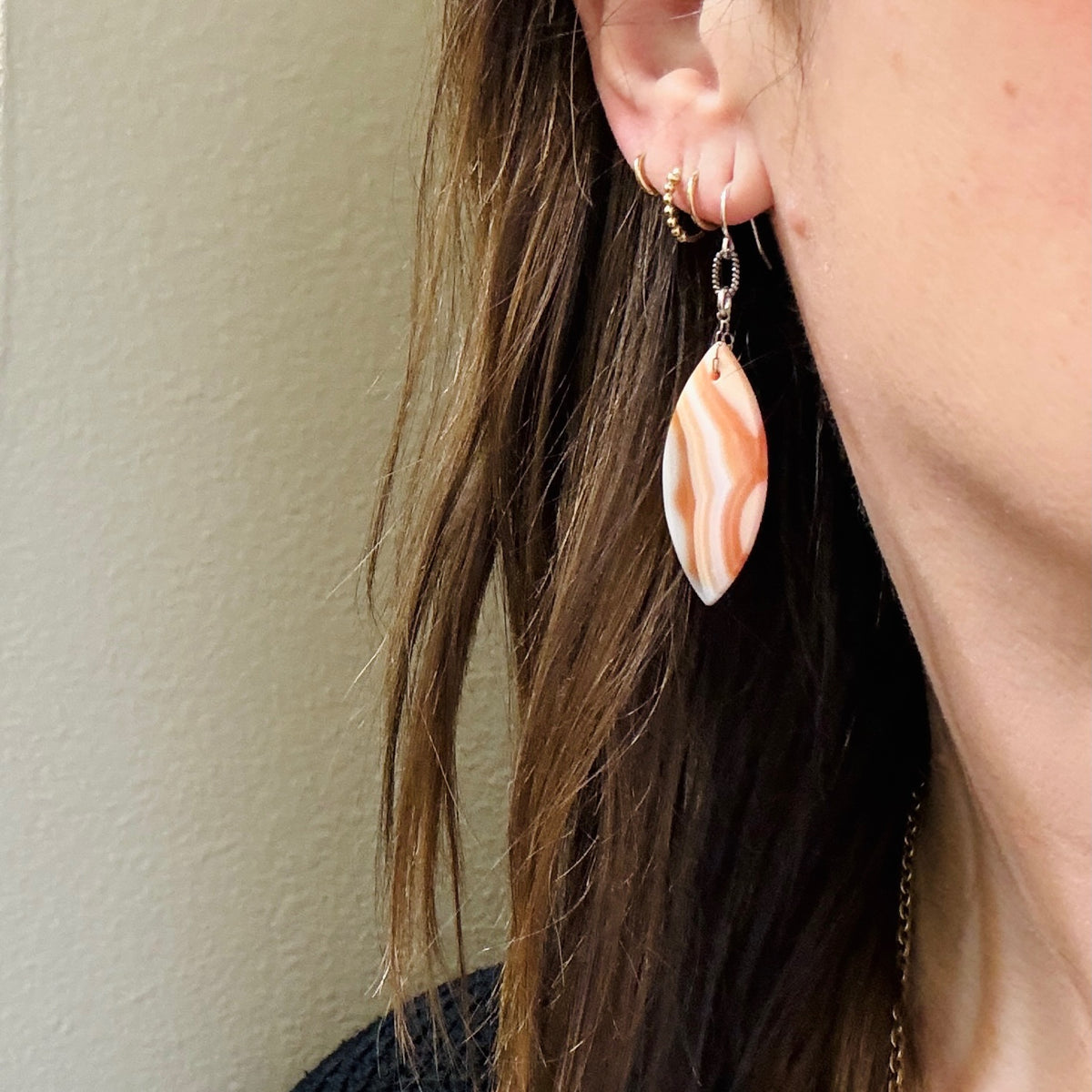 Banded Agate & Sterling Silver Earrings by Brin