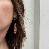 Painted Pink Agate & Gold Fill Chain Earrings by Brin