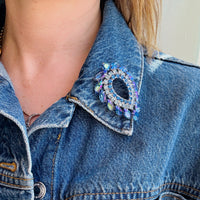 Sarah Coventry Fierce Blue Rhinestone Brooch