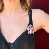 Radiant Pink & White Rhinestone Brooch by Weiss