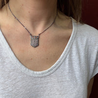 Handsome Deco Style Sterling & Marcasite Shield Necklace