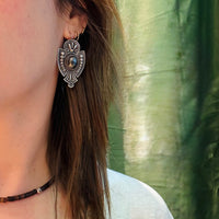 Striking Sterling Silver & Hematite Shield Earrings