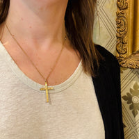 Art Deco Motif Engraved Gold Filled Cross