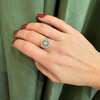 Alluring Platinum Diamond Halo Ring c1950