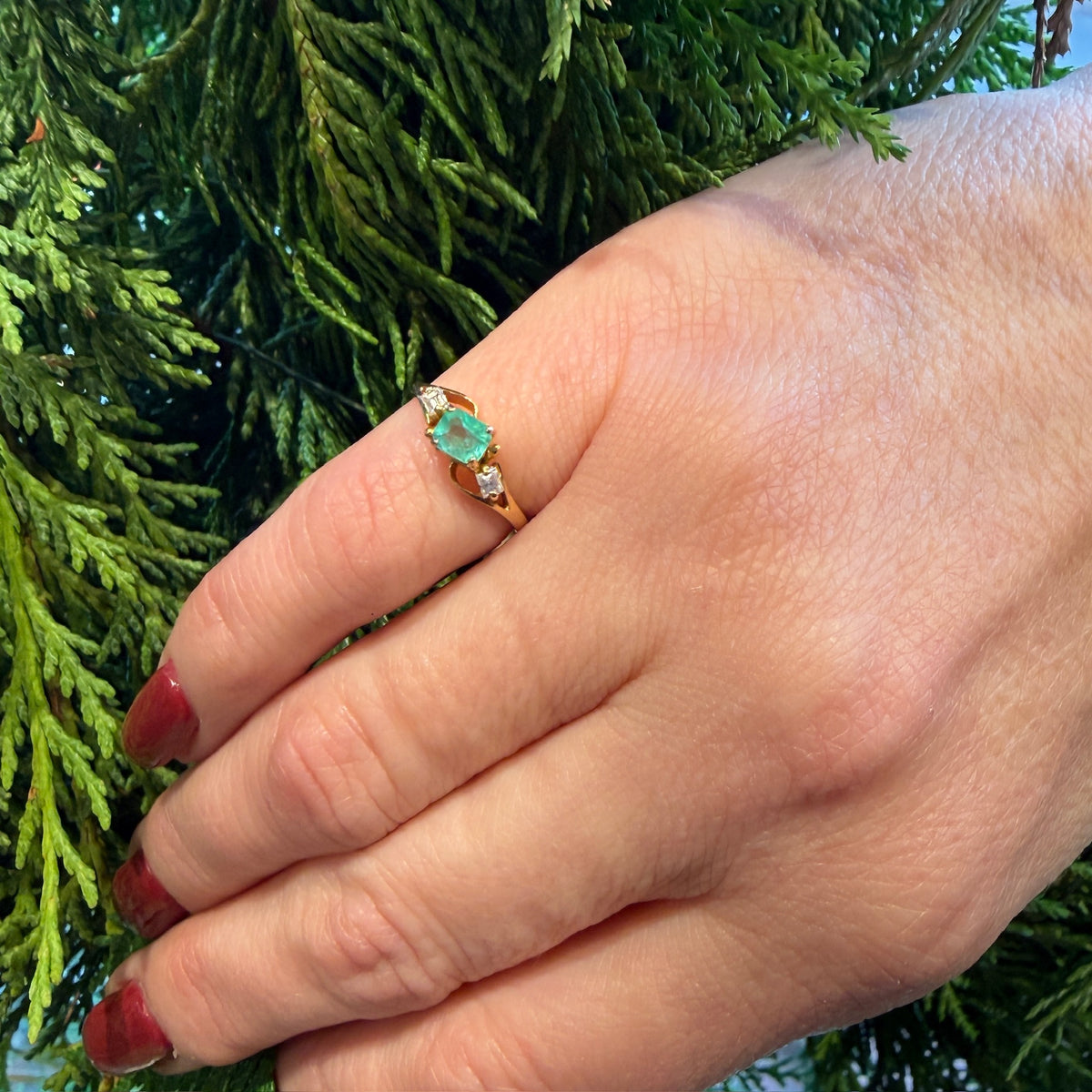 Little Emerald and Diamond Ring