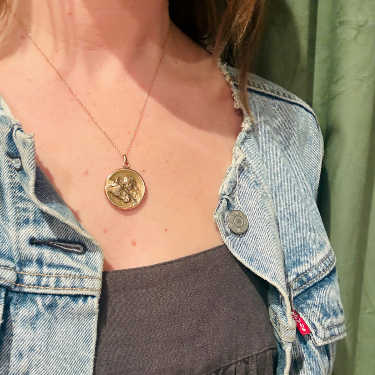 Art Nouveau Locket A Lady and Horse 14k