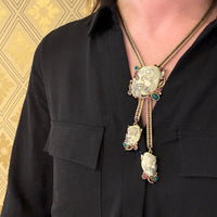 Dramatic Bolo Style Noh Mask Necklace by Selro