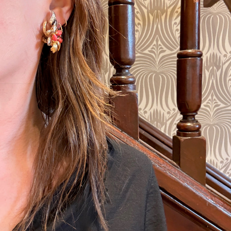 Cheerful Faux Coral Earrings by Boucher