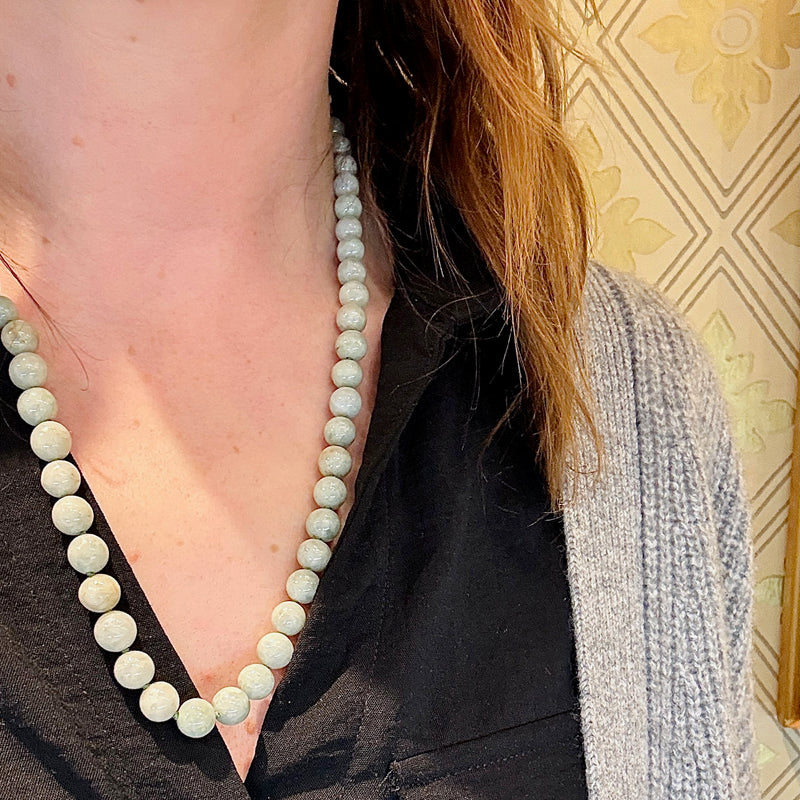 Graduated Celadon Green Jade Beads