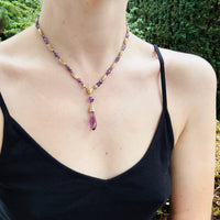 Regal Amethyst and Etruscan Revival Gold Necklace
