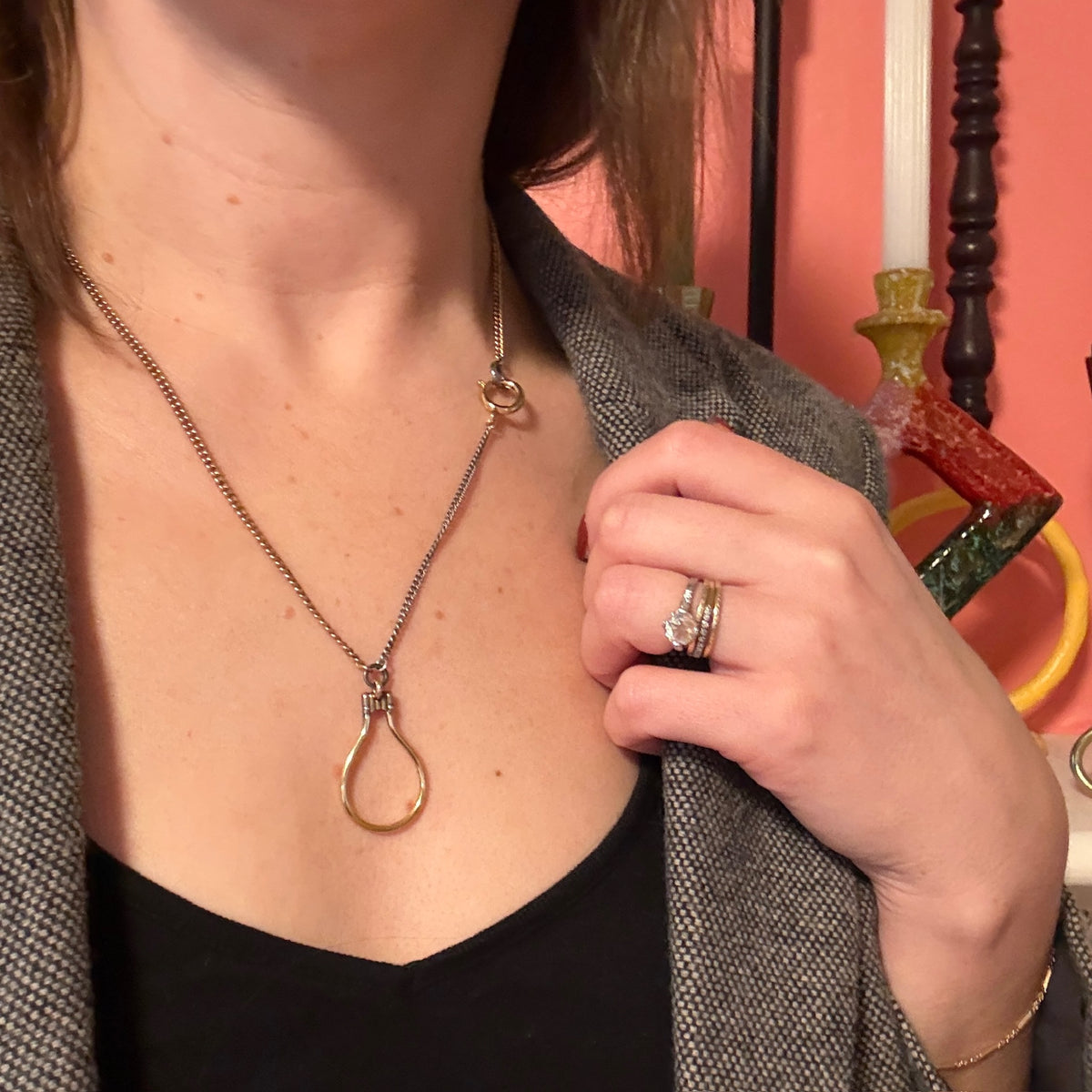 Silver and Gold Vintage Charm Holder Chain