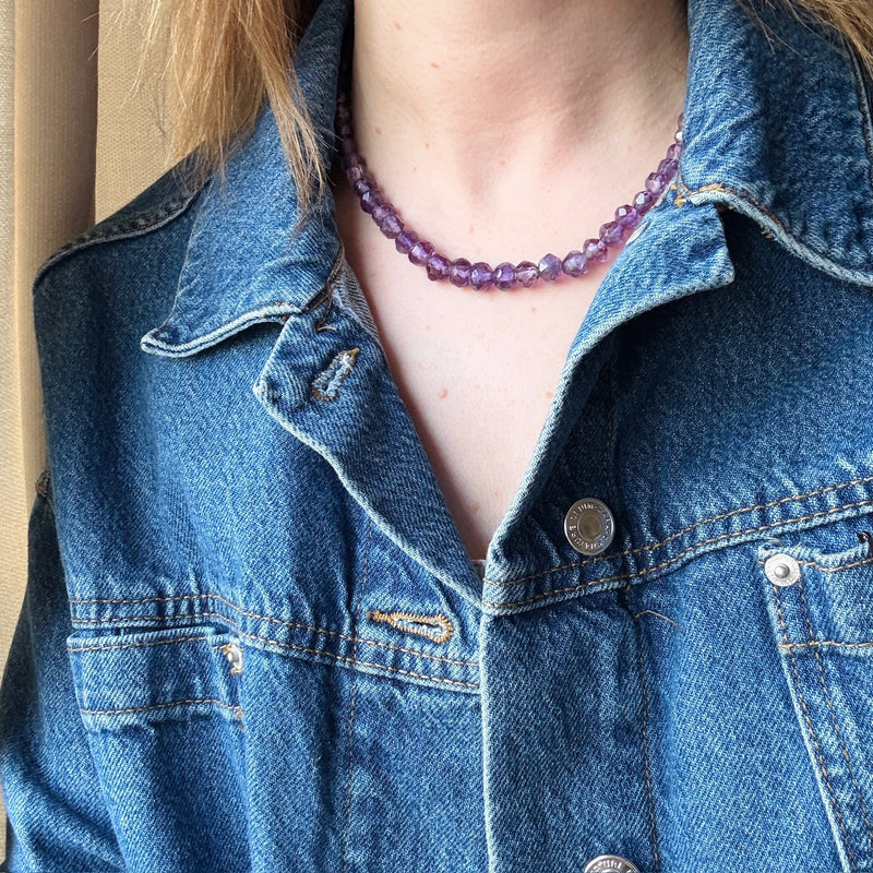 Pretty Purple Faceted Amethyst Bead Necklace