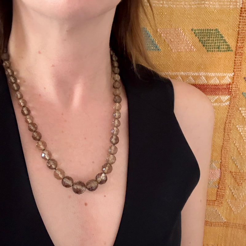 Graduated Smokey Quartz Bead Necklace