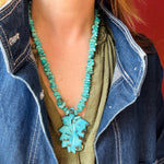 Turquoise Nugget Necklace with Morenci Leaf Pendant
