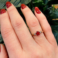 Lovely 19thc Red Spinel and OMC Diamond Ring
