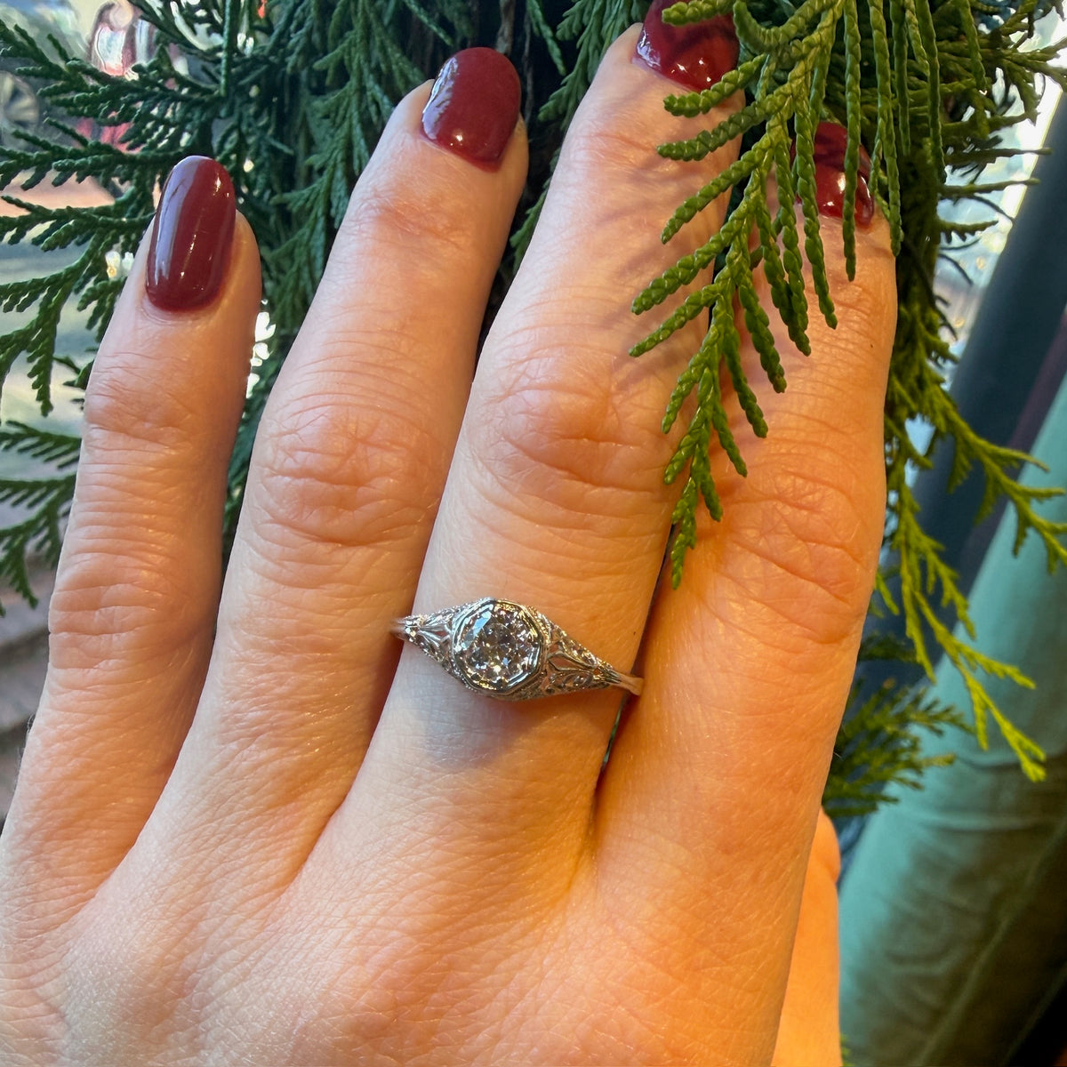 Lacy Filigree Old European Diamond Ring