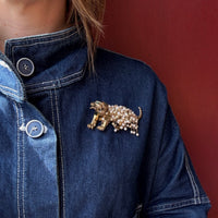 Savage Tiger with Frothy Pearls Hattie Carnegie Brooch