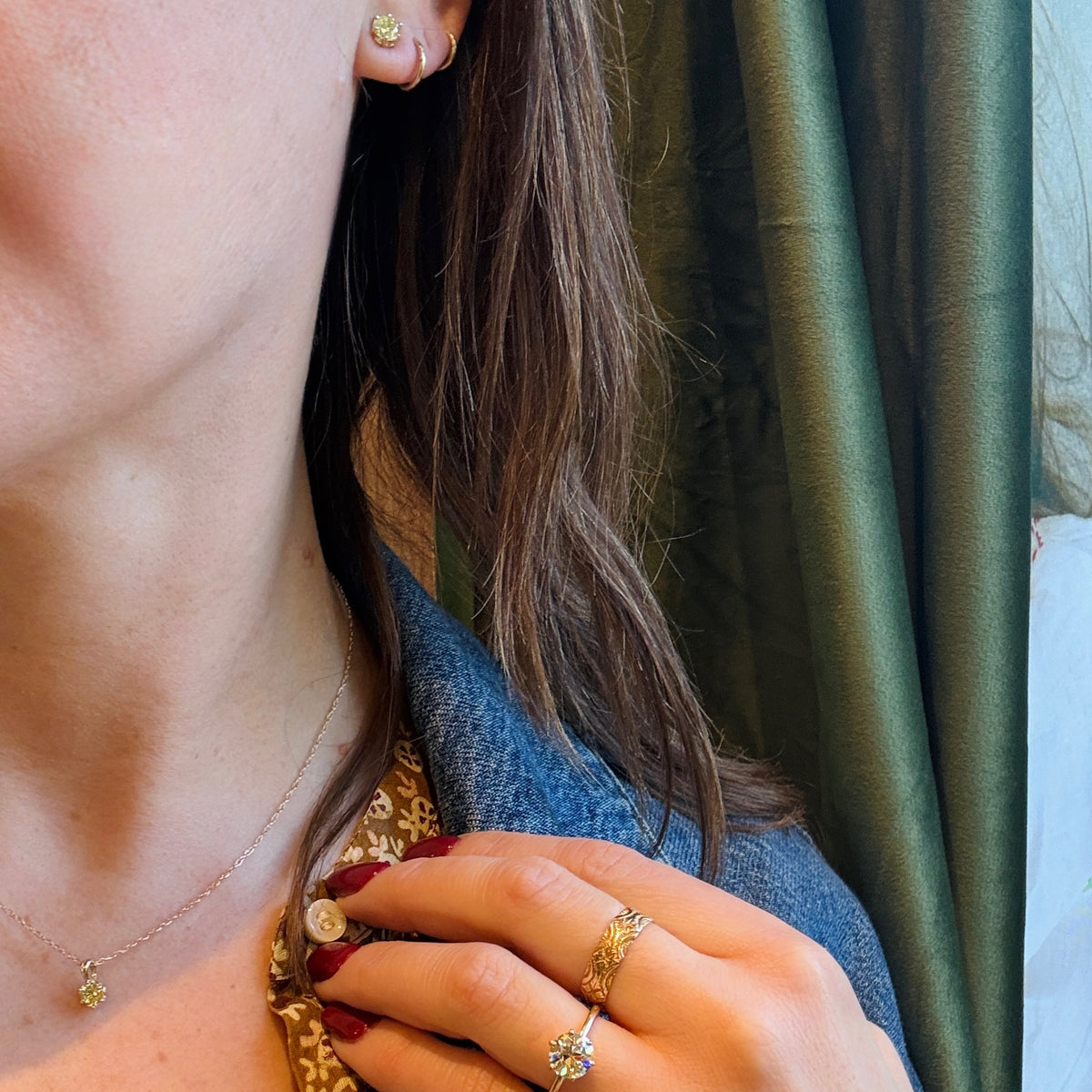 Recycled Fancy Yellow Diamond Studs