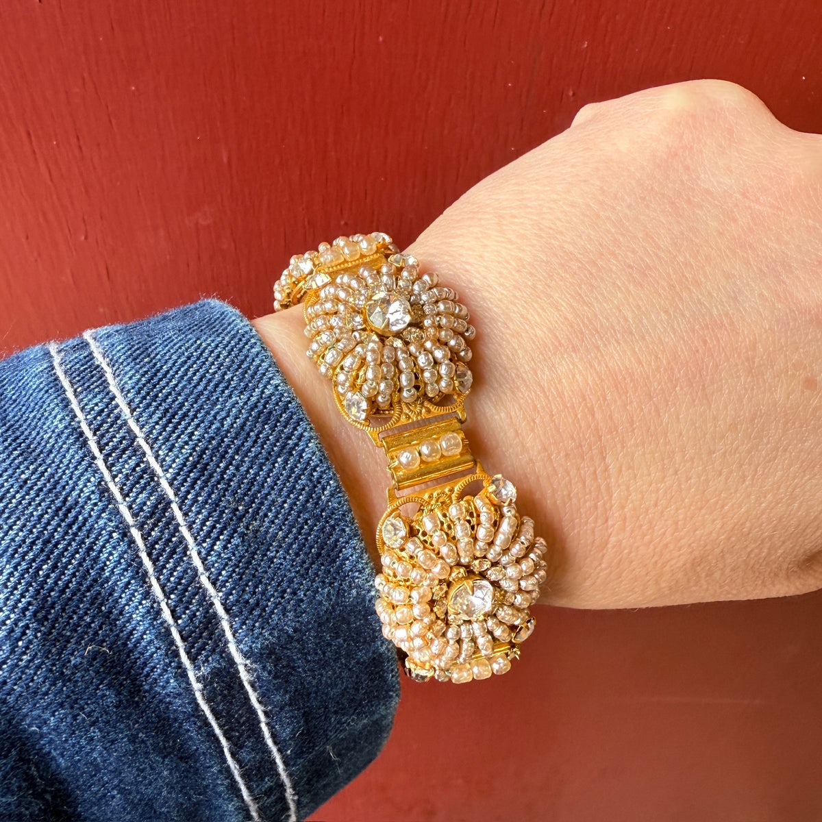 Lavish "Pearl" & Crystal Bracelet by Miriam Haskell