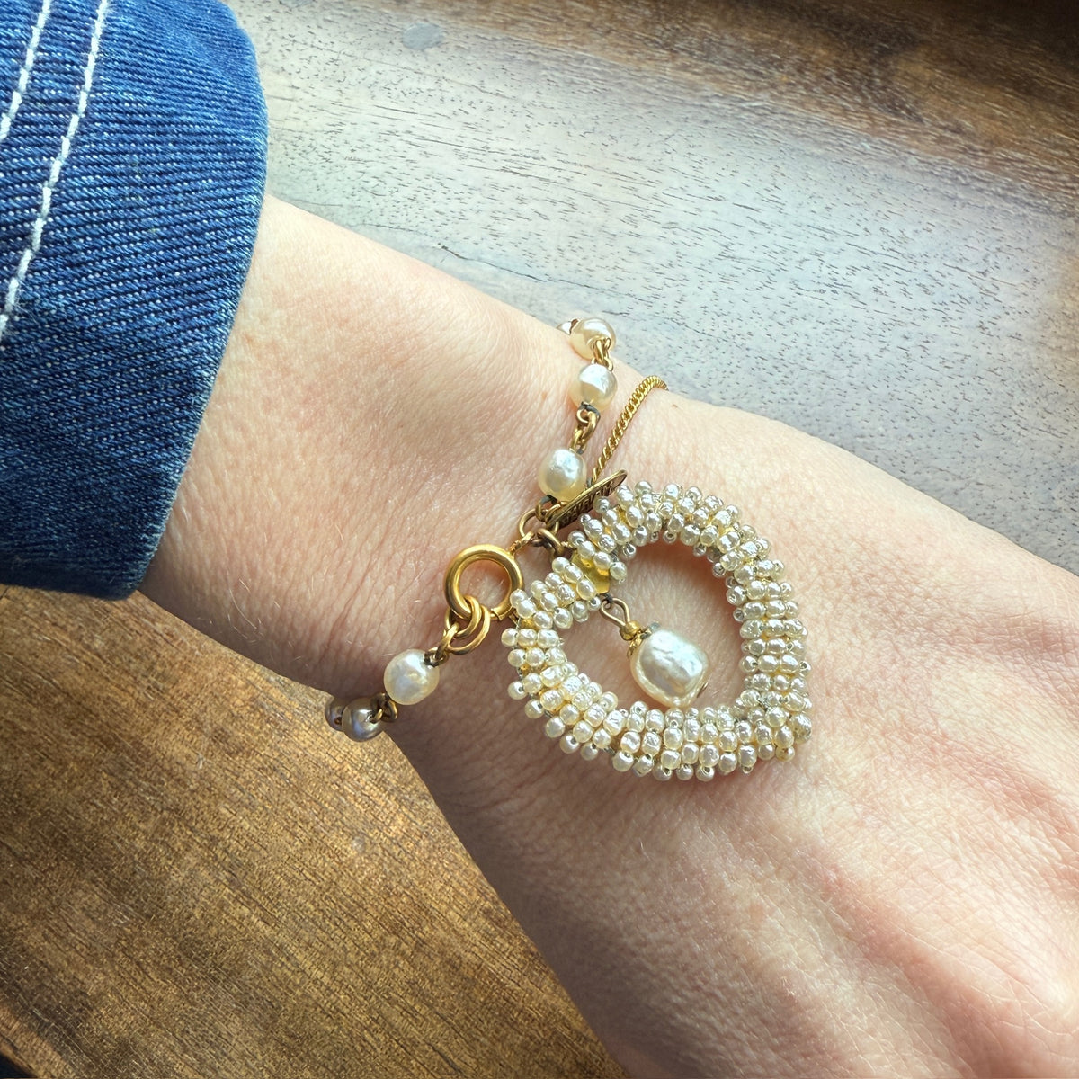 Romantic"Pearl" Heart Bracelet by Miriam Haskell